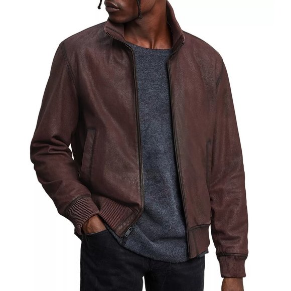 John Varvatos Other - John Varvatos Star USA Men's Dani Goatskin Leather Zip Bomber Jacket Bordeaux